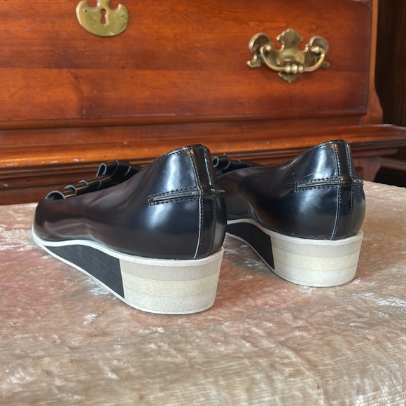 ACNE STUDIOS Leather Black Laser Cut Pointed Toe 2Tone Wedge Loafers $650 EUC 11 - Picture 6 of 10